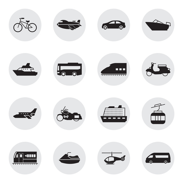 Ícones de transporte e veículos
 - Vetor, Imagem