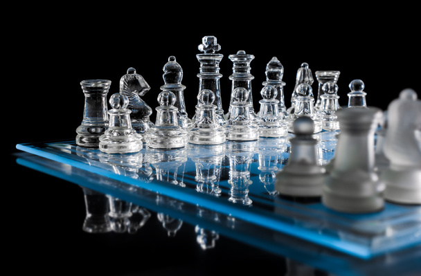 Blue Chessboard In The Dark With Reflection #2 - Fotoğraf, Görsel