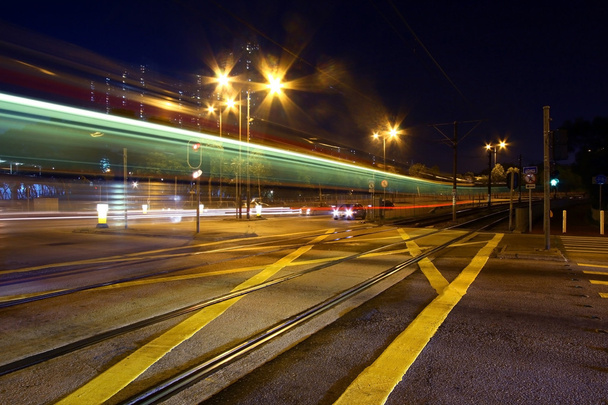 Light rail in Hong Kong at night - Photo, Image