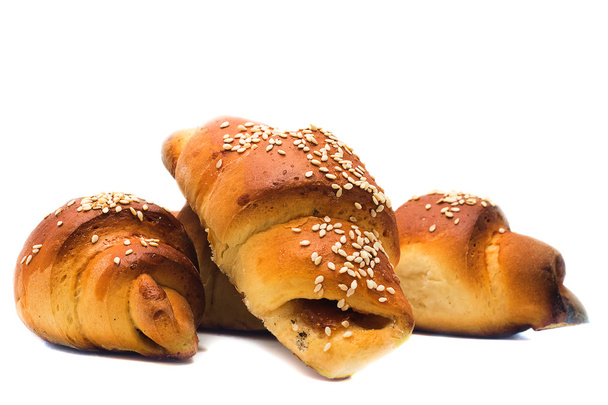 broodjes op een witte achtergrond close-up - Foto, afbeelding