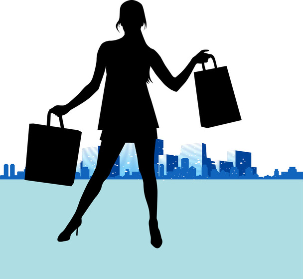 Mujer de compras - Vector, imagen