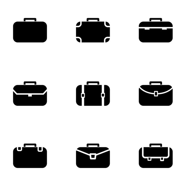 Vector black briefcase icon set - Διάνυσμα, εικόνα