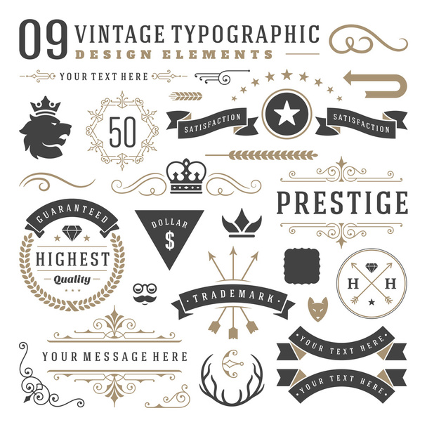 Vintage typographic design elements - Vecteur, image