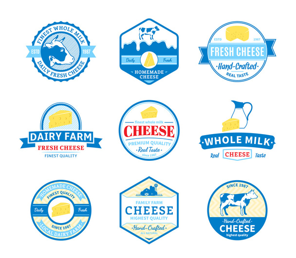 ベクトル チーズのラベル、アイコン、デザイン要素のセット - ベクター画像