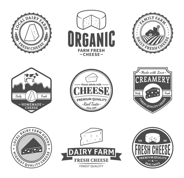 Set of Vector Cheese Labels, Icons and Design Elements - Vector, Image