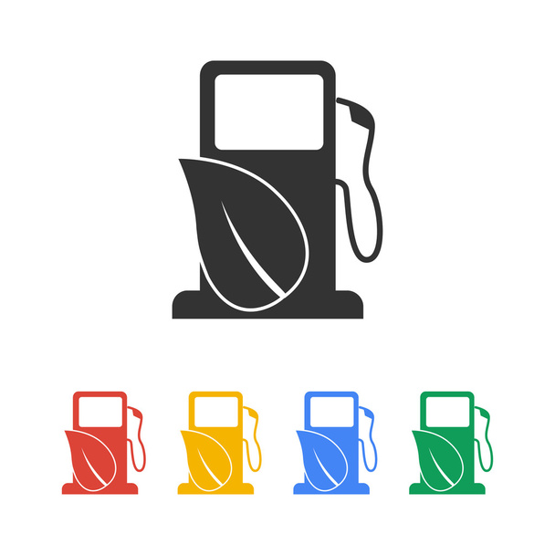 Gas station with leaves icon.  - Vector, Image