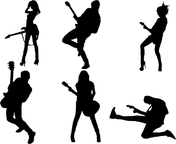 Guitar player silhouette csoportja - Vektor, kép