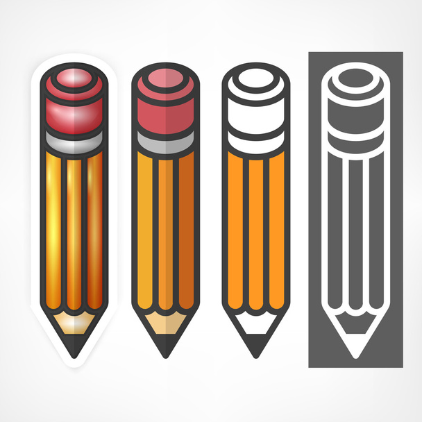 Wooden pencils stylized on white - Vector, imagen