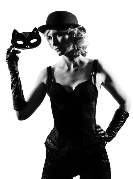 Stylish silhouette woman masquerade mask - 写真・画像