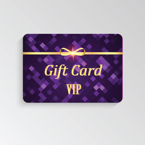 Gift card with abstract pattern and gold ribbon - Vector, Image