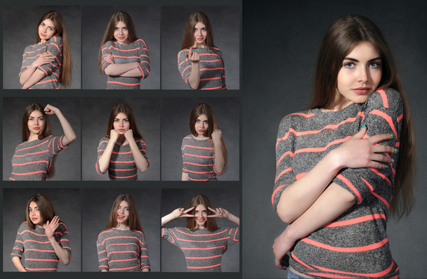 Girl showing different emotions - Foto, Imagen