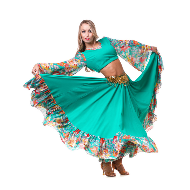 Flamenco dancer  woman posing, isolated on white in full length - Foto, immagini