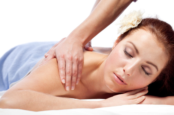 Young woman enjoyng a massage - 写真・画像