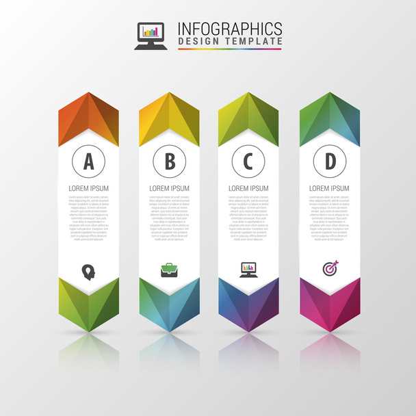 Infografik-Design-Vorlage und Marketing-Symbole, Geschäftskonzept mit 4 Optionen, Teilen, Schritten oder Prozessen. Vektorillustration - Vektor, Bild