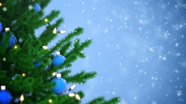 Decoração de árvore de Natal com bolas e lâmpadas
 - Filmagem, Vídeo