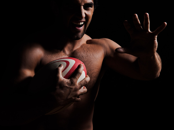 Sexy topless rugby man portrait - Photo, Image