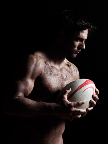 Sexy topless rugby man portrait - Foto, Bild