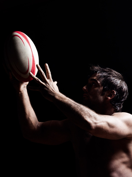Sexy topless rugby man portrait - 写真・画像