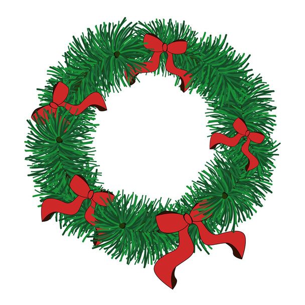 grinalda de Natal com arcos vermelhos
 - Vetor, Imagem