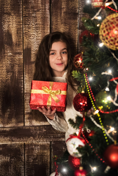  girl with christmas gift box - Foto, imagen