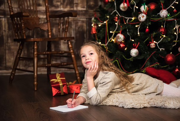 girl writes letter to santa - Foto, immagini