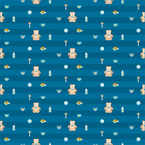cute blue baby boy seamless pattern - Vector, Image
