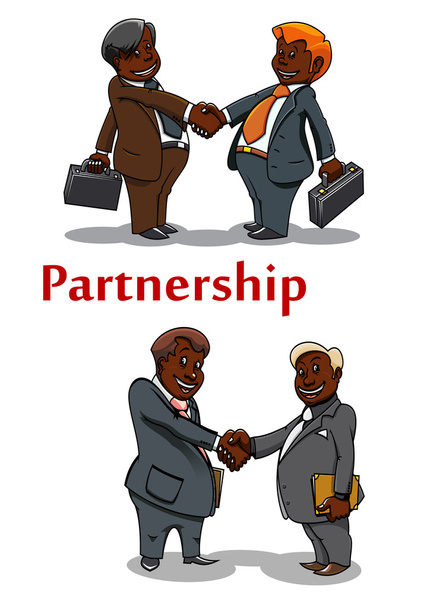 Business handshakes of happy businessmen - Διάνυσμα, εικόνα