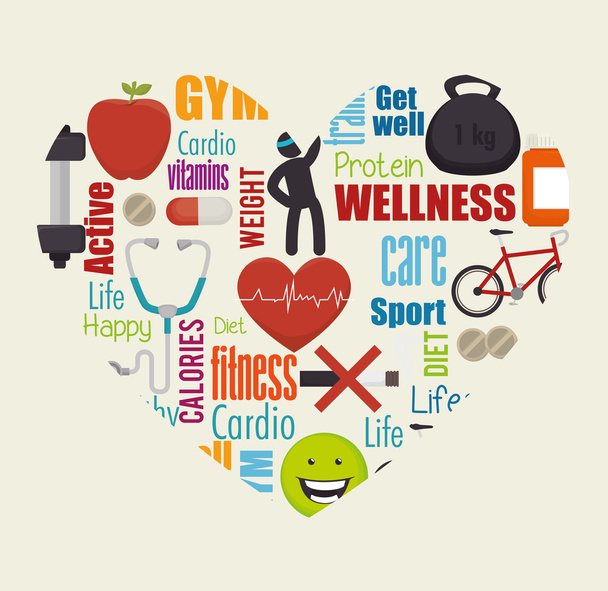 Wellness terveiden elämäntapojen kuvakkeet
  - Vektori, kuva