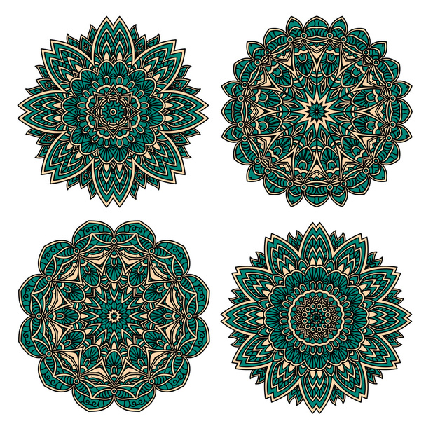 Lace floral pattern with emerald flower petals - Vektor, obrázek