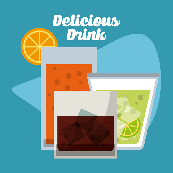 Drinks with her own glasses design - Vector, Image