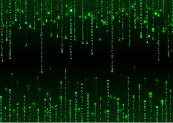 Technology binary background. Binary on green background - Vector, Image