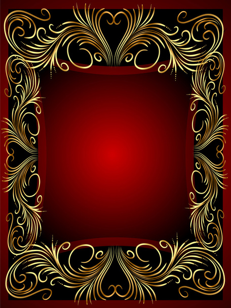 Frame background with gold(en) vegetable ornament - Vecteur, image