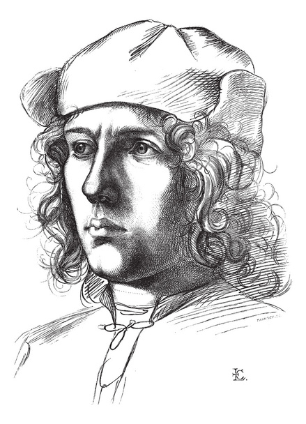 Uffizi Képtár és a Pitti, Firenze, portré rajz maga - Vektor, kép