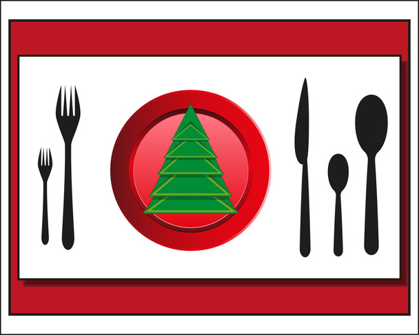 Christmas table setting Cutlery - Vetor, Imagem