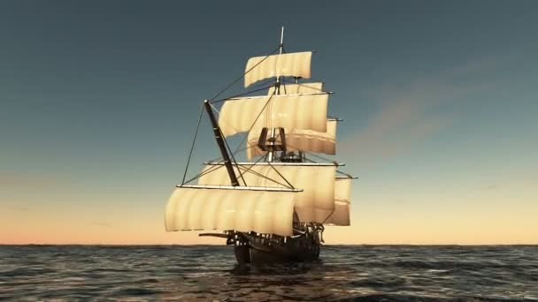 3D illustratie van een zeilboot - Video