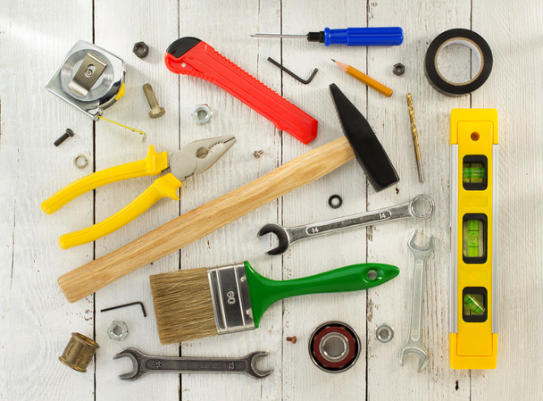set of tools and instruments on wood - Fotografie, Obrázek