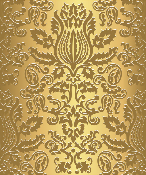 ゴールドのダマスク織の壁紙パターン - ベクター画像