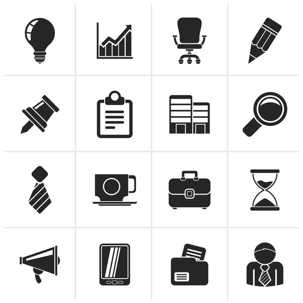 Black Business and office icons - Vektor, Bild