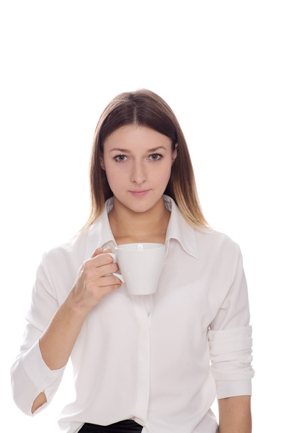 Girl with a cup of coffee - Foto, Imagen