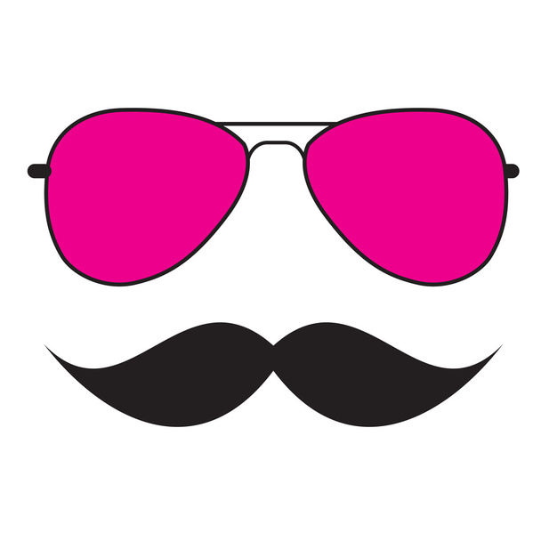 Personagem Hipster com óculos e bigode
 - Vetor, Imagem