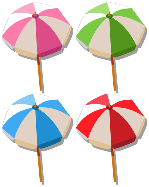 Umbrella in four colors - Vettoriali, immagini
