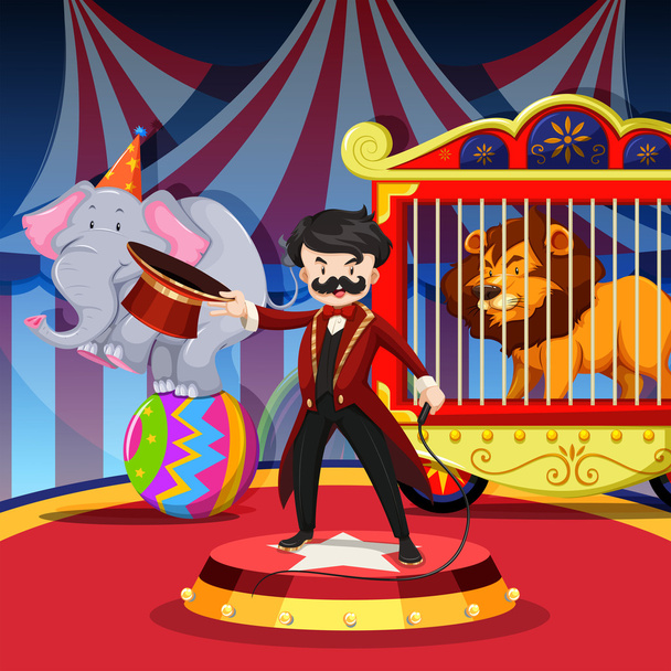 Anillo maestro con espectáculo de animales en el circo
 - Vector, Imagen