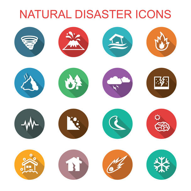 přírodní katastrofy dlouhý stín ikony - Vektor, obrázek
