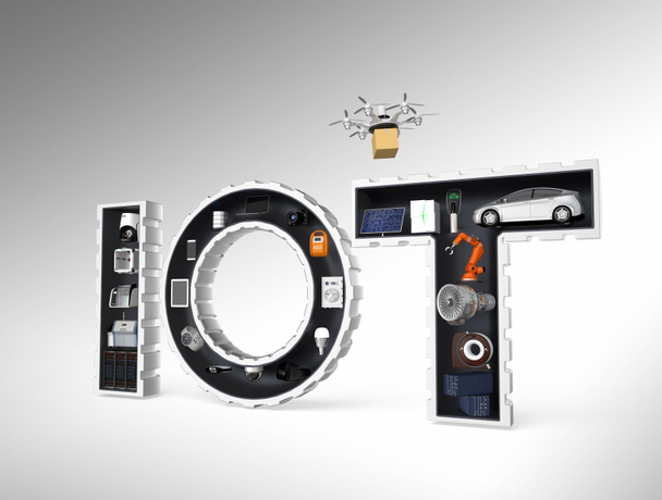 Έξυπνη συσκευή στο word Iot. Ίντερνετ των πραγμάτων σε βιομηχανικά προϊόντα έννοια - Φωτογραφία, εικόνα