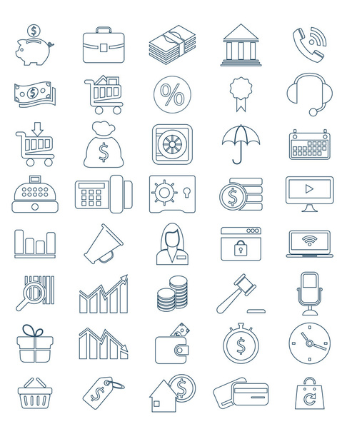 Bedrijfs- en financiële iconen - Vector, afbeelding