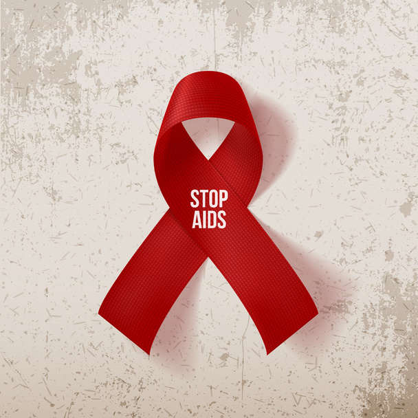World Awareness AIDS Day. Realistic red Ribbon - Vector, Image