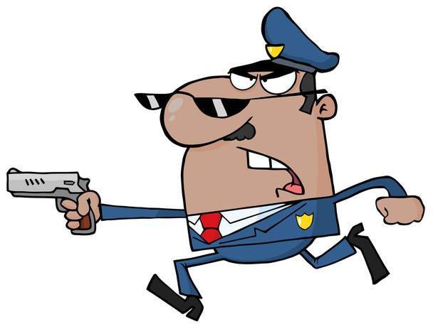 Samec černý policejní důstojník s pistolí - Fotografie, Obrázek