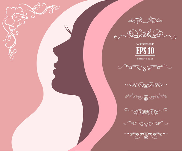 Woman's silhouette with beautiful hair - Vettoriali, immagini