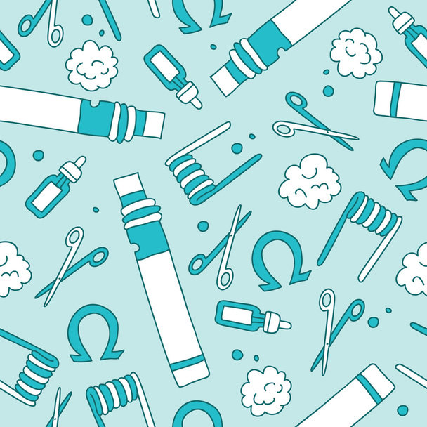 Seamless vector pattern of the icons of electronic cigarettes - Вектор,изображение