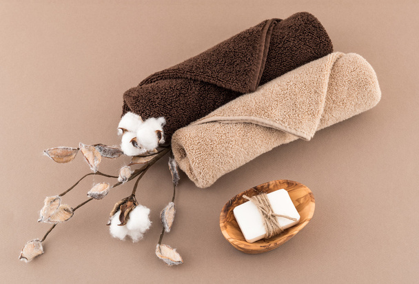 Spa Luxury Towels and Handmade Soap - Фото, изображение